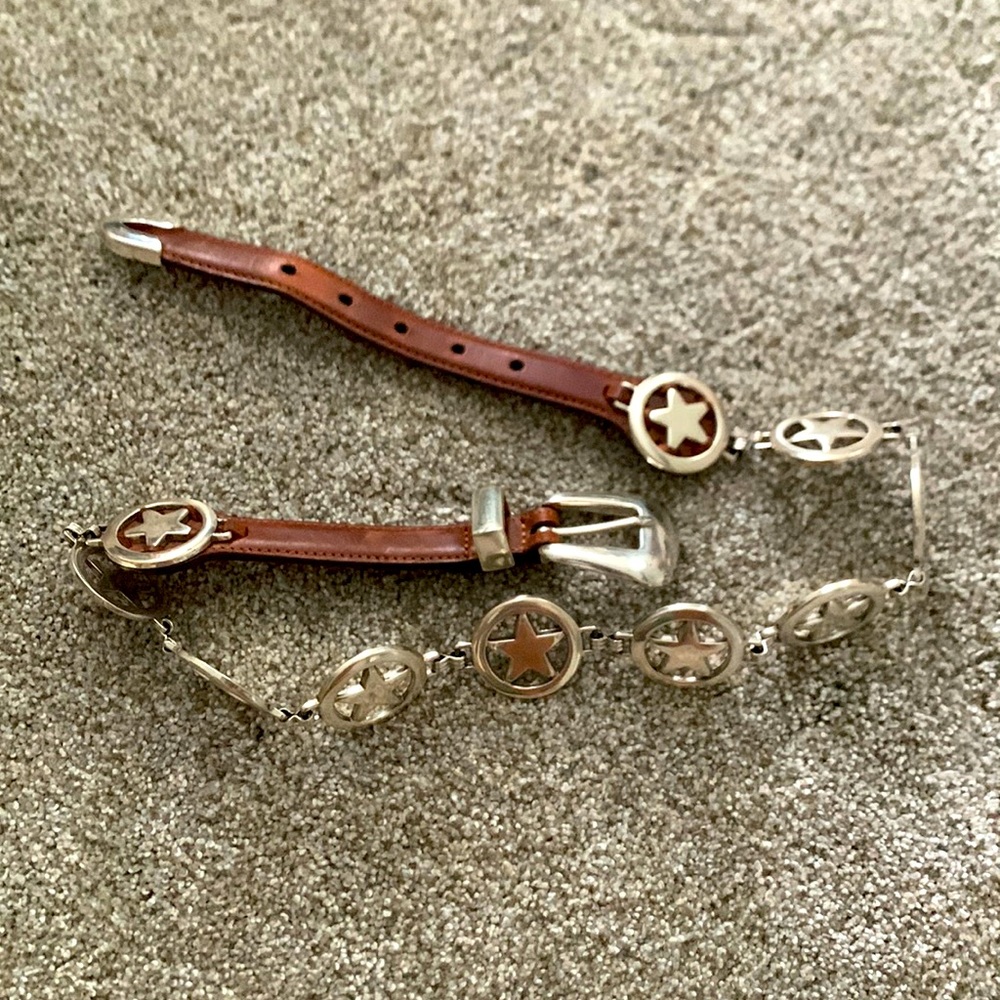 Belt 3D DDD Leather Western Belt, Silver-Tone Star Conchos